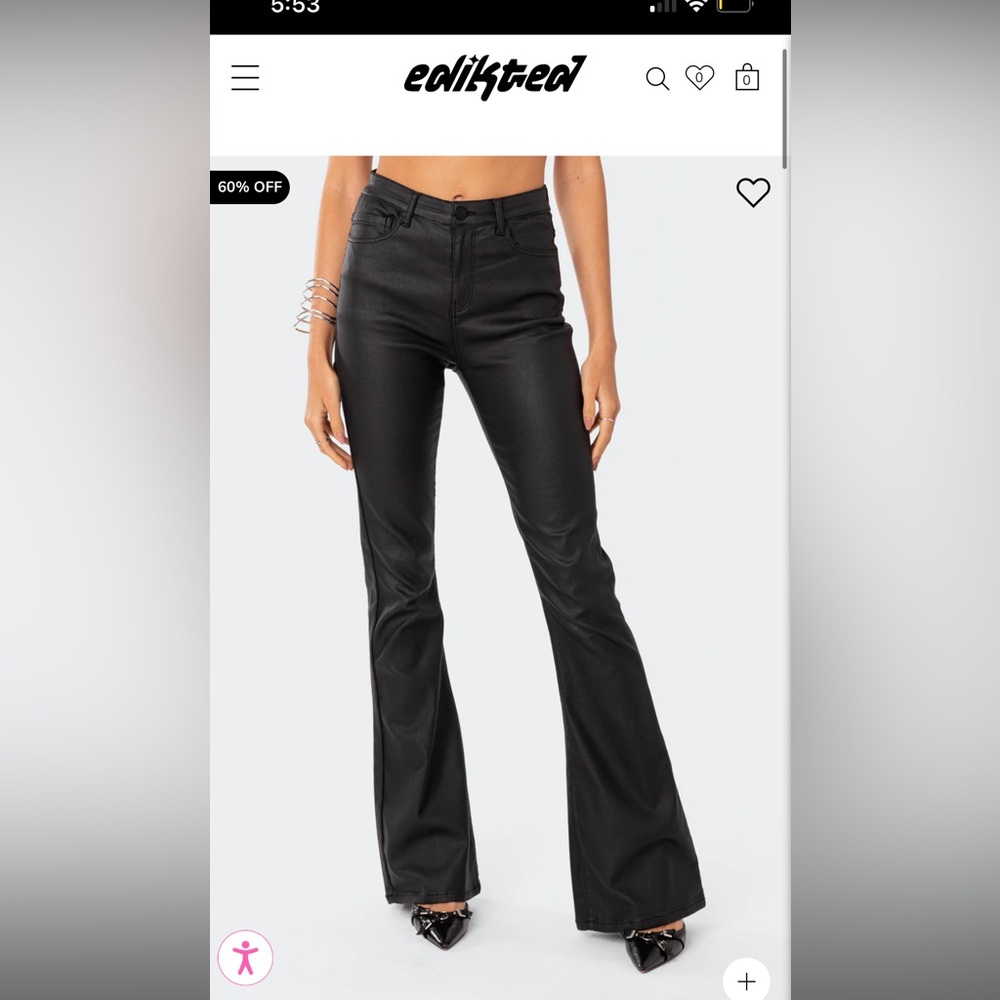 Edikted Luna Faux Leather Flare Pants